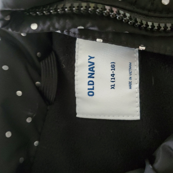 3 for $10 Black Silver Metallic Dots Puffer Vest XL 14/16 Fleece Lined - Picture 3 of 4